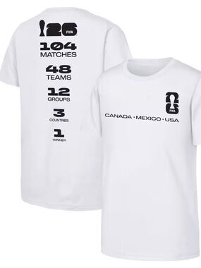 FIFA 2026 World Cup White Soccer Short Sleeve Mens Size Large